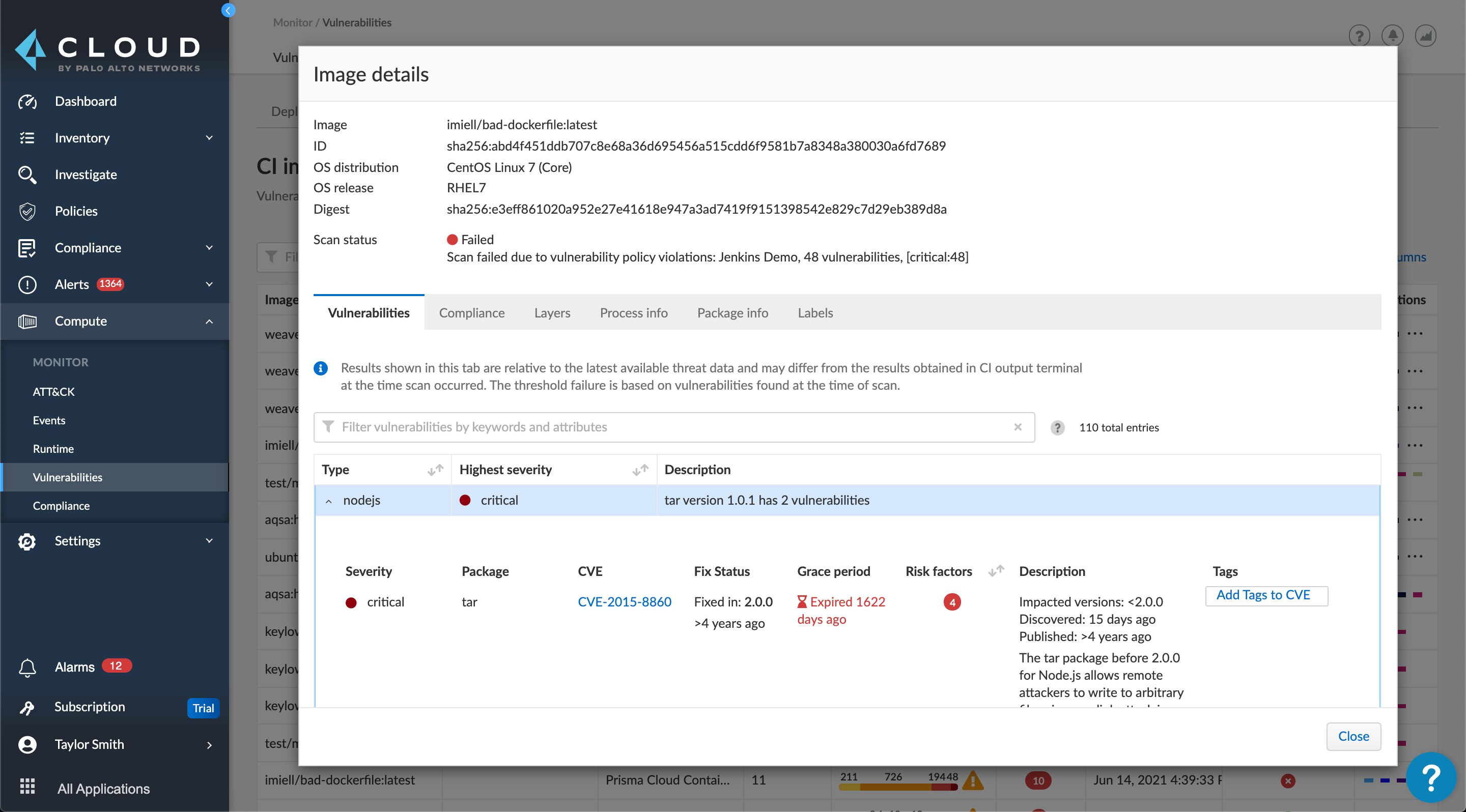 Escaneo de imágenes de contenedores