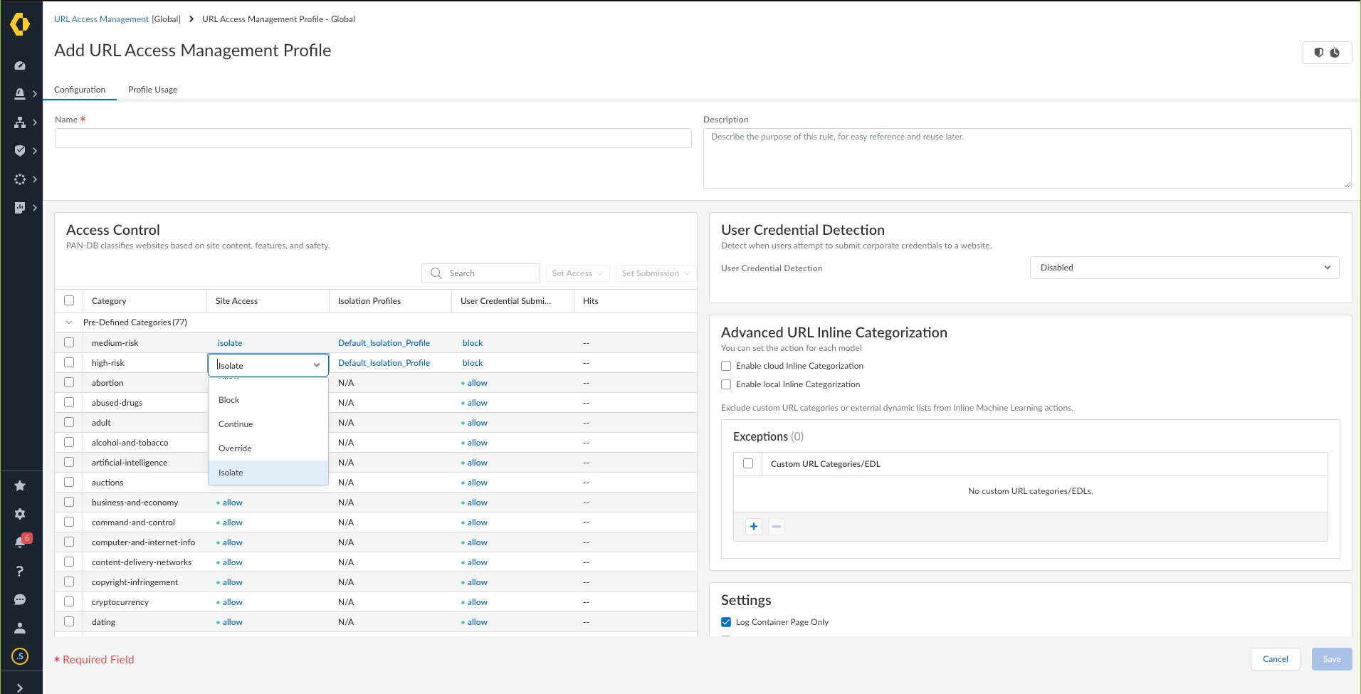 Aislamiento remoto del explorador